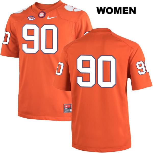Women's Clemson Tigers #90 Dexter Lawrence Stitched Orange Authentic Nike No Name NCAA College Football Jersey ZUV2446LV
